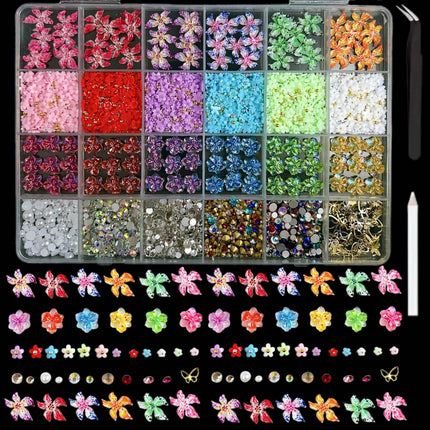 24 grid cartoon nail accessories mix cute cookies donuts candy nail accessories diy handmade material box