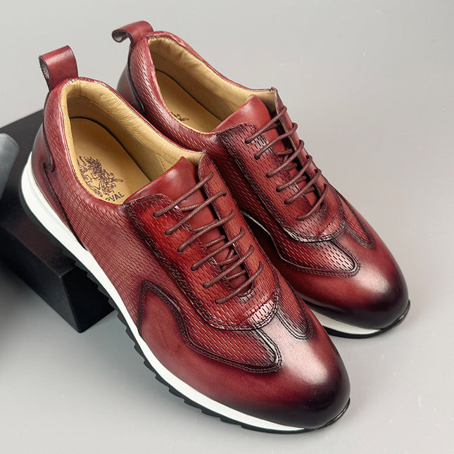 High-end New Genuine Leather Vintage Antique Fashionable Forrest Gump Shoes Men's Low-top Handmade Genuine Leather Sports Casual Sneakers Trendy