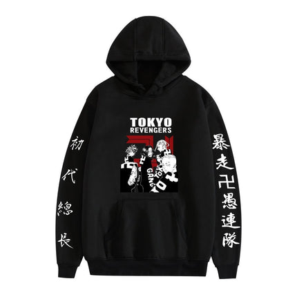 Cross-border new Tokyo cartoon print casual loose black hoodie men's and women's fashion hoodie