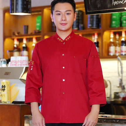 Catering Chef Work Clothes Kitchen Clothes plus size Long Sleeve Hotel Kitchen Chef Clothing Men's Short Sleeve Printed and Embroidered logo