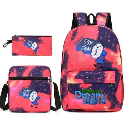 Battle for Dream Island Backpack Dream Island Schoolbag Three-Piece Canvas Backpack