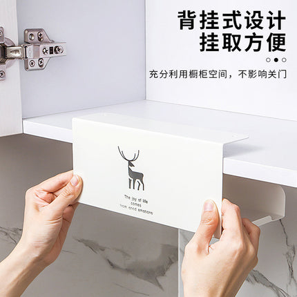 Kitchen Tissue Holder Wholesale Punch-free Cabinet Creative Carbon Steel Paper Box Hanging Household Paper Hanging Paper Storage Rack