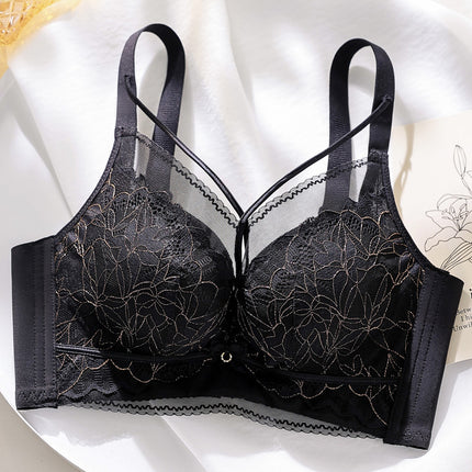 New Style Underwear Women's Lace No Steel Ring Small Chest Large Thickened Bra Push-up Adjustable Sexy Bra