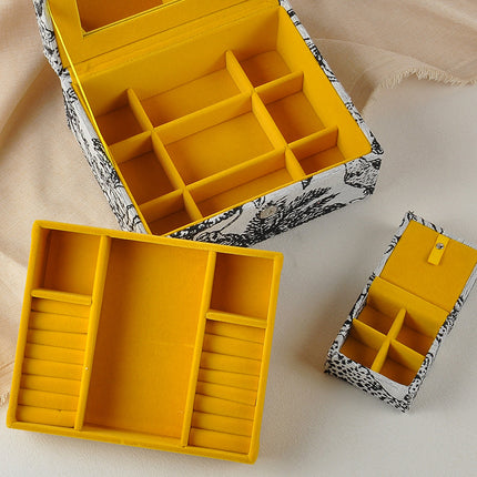 Double-Layer Portable Jewelry Box Jacquard French Retro Jewelry Box Necklace Watch Birthday Gift Jewelry Storage Box