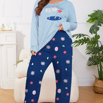 Foreign trade European and American pajamas women's cute printed long sleeve autumn and winter home clothes two-piece set can be worn cross-border wholesale
