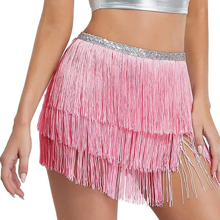 Cross-border encrypted tassel waist towel hip towel Latin dance strap waist chain belly dance practice tassel lace-up skirt