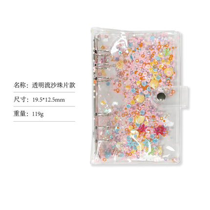 A6 Transparent quicksand bead binder notebook 6-hole simple laser notebook soft case pp frosted binder