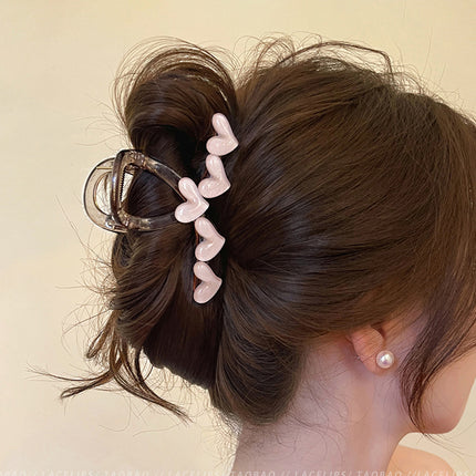 2025 New Style Hair Claw Clip for Women, Large Size for Thick Hair, Hairpin for the Back of the Head, Shark Clip, Versatile Heart-Shaped Hair Accessory