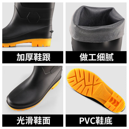 High-Top Men's Labor Protection Shoes, Wear-Resistant and Durable Men's Rain Boots, Non-Slip Outsole, Frosted Men's Water Shoes, Construction Site Workshop Men's Water Boots