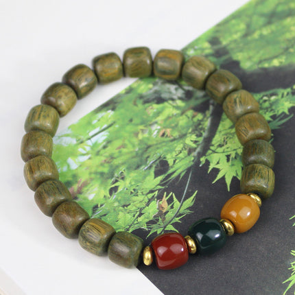 Multi-treasure beads bracelet luminous bamboo bead bracelet women's literary and artistic small fresh jewelry ebony sandalwood green sandalwood rosewood