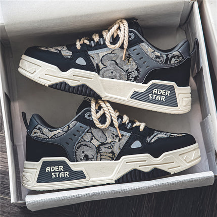 Men's Summer Mesh Breathable Versatile Casual Niche Canvas Sneakers Student Sports Height-Increasing White Trendy Shoes