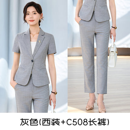 Grey Suit suit Women's Dress Summer New Hotel Front Desk Manager Interview Workwear Temperament Professional Women's Work Clothes