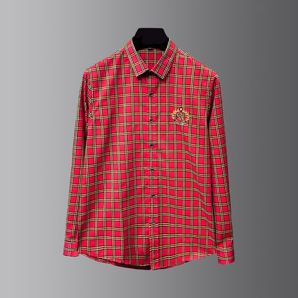 Shirt Accessible Luxury Classy Slim Classy Accessible Luxury Handsome Men's Long-Sleeved Shirt Embroidered Wheat Ears Ga Casual Plaid Lining