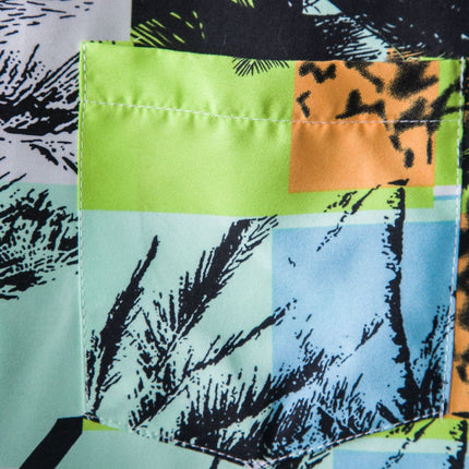 Fashion Men's Casual Printed Shirt Floral Pattern Lapel Short Sleeve Shirt Loosen Printed Shirt