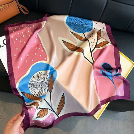 Simulated Silk Printed Silk Scarf for Women, Korean Cashew Leopard Print Headscarf, Four-Season Scarf, Professional Scarf Wholesale