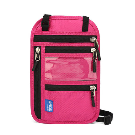 Cross-border travel abroad hanging neck ID bag RFID anti-theft brush passport bag passport holder certificate protection case anti-magnetic bag