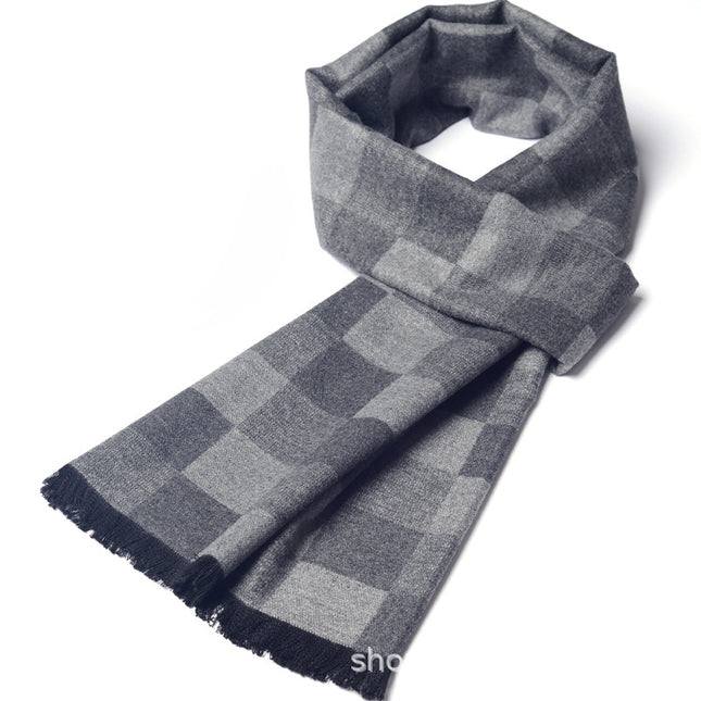 New Plaid Scarf for Men in Autumn and Winter, New Korean Version for Boyfriend, Plaid Scarf, Shawl, Male and Female Students, Couple to Keep Warm
