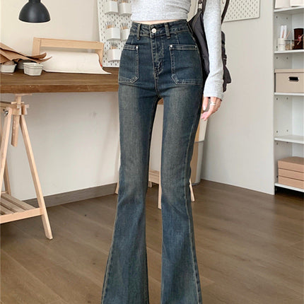 Tassel Flared Jeans for Women, Autumn 2025 New High-Waisted Stretchy Slim-Fit Frayed Bell-Bottom Floor-Length Pants