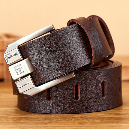 Fortray Leather Belt First Layer Cowhide Men's Genuine Pure Leather Buckle Belt Men's High-End Trouser Belt 23 Business