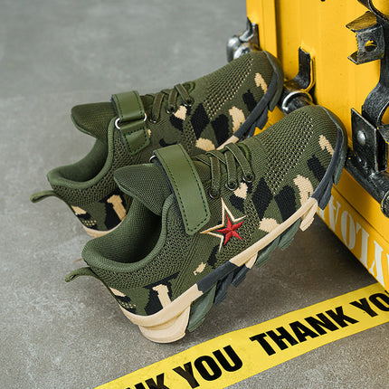 2025 Spring, Summer and Autumn Boys and Girls Students Military Training sneaker Camouflage Summer Camp Anti-skid Shock Absorbing Mesh Ventilation