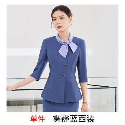 Hotel Work Clothes Female Seven-point Sleeve Spring and Autumn Front Desk Cashier Professional suit Catering Hotel Waiter Work Clothes Female