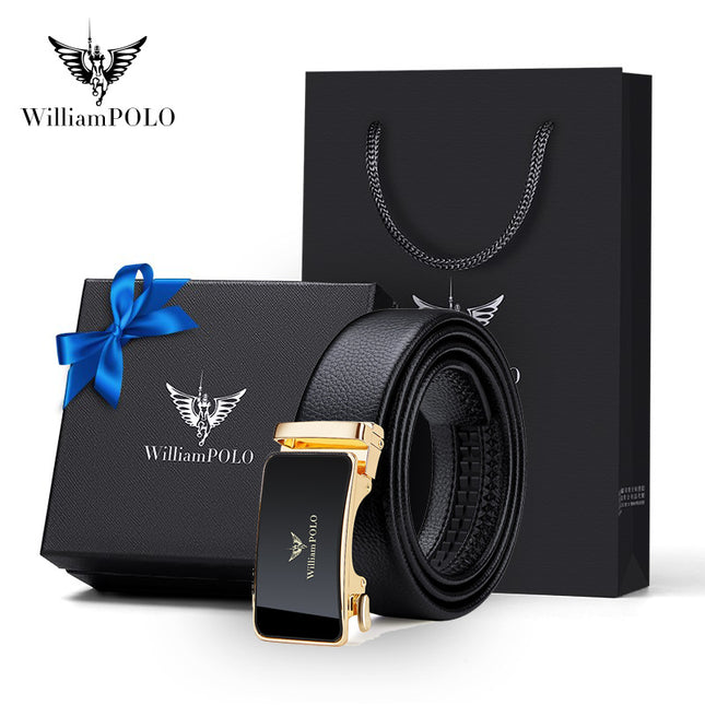 King Paul Belt Men's Genuine Leather Automatic Buckle Men's Belt Young Business Top Layer Cowhide New Trouser Belt