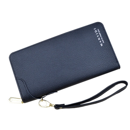 Wallet Women's Long Zipper Wallet Women's Simple Wallet Large Capacity Clutch Litchi Pattern Soft Wallet Mobile Phone Bag