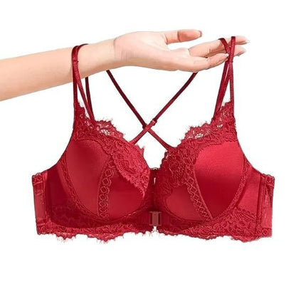 Red Small Breast Push-Up Bra for Women Wedding Bride 2025 New Animal Year Lace Pure Lust Bra Set