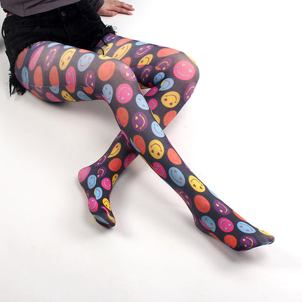 Cross-Border Spring and Autumn Thin Pantyhose Women's Stockings Red Lip Plaid Star Print Pantyhose Leggings Summary Wholesale
