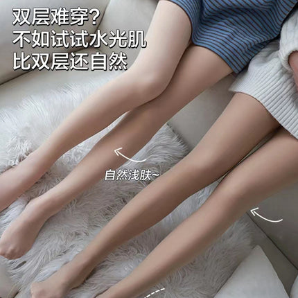 Water-Glossy Leg Socks, Bare-Leg Effect Magic Tool for Women, Autumn and Winter Fleece-Lined Thick Leggings, Natural and Realistic One-Piece Water-Glossy Leggings