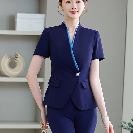 Professional Suit Thin Short-Sleeved Hotel Front Desk Reception Jewelry Store Beauty Salon Work Clothes Women's Summer