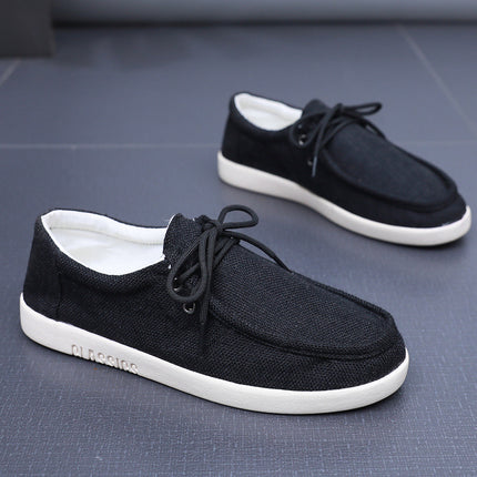 Black Linen Men's Shoes 2025 New Spring and Autumn Men's Beanie Canvas Shoes Deodorant Breathable Casual Old Beijing Cloth Shoes