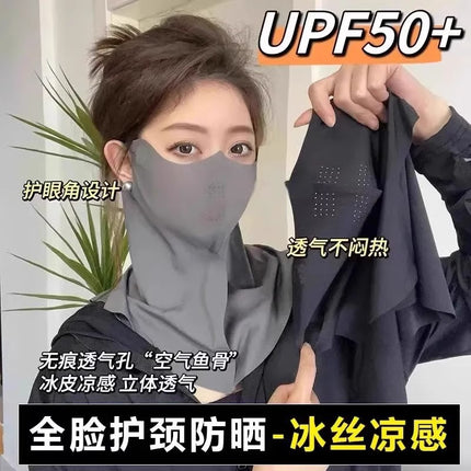 New Sun Protection Mask, Light and Breathable, Summer Sun Protection Neck Mask, Outdoor Cycling Anti-Uv Full Face Protection for Women