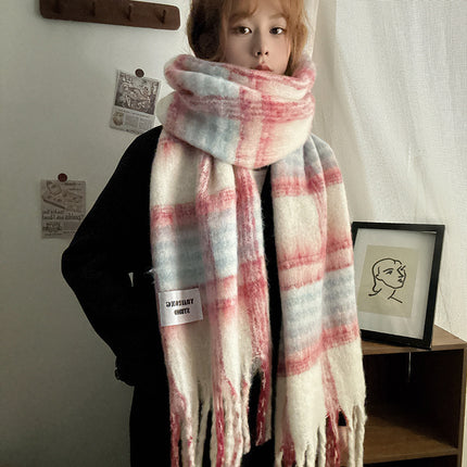 Falling Pool Knitted ~ Korean Style Tassel Scarf Women's Winter High-end Warm All-match Cold-proof Thickened Long Shawl Scarf