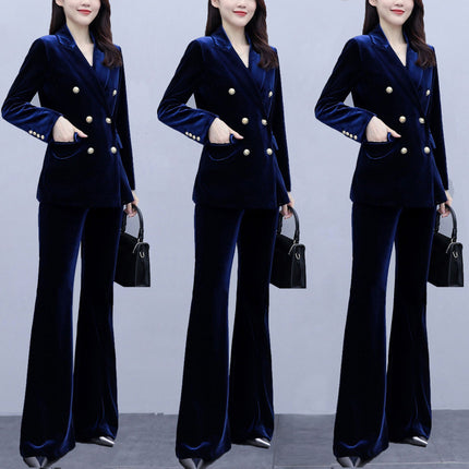 Suit Coat Autumn New Arrival Slim-fit Fashionable Elegant Horn Pants Business Suit Golden Velvet Suit suit Women
