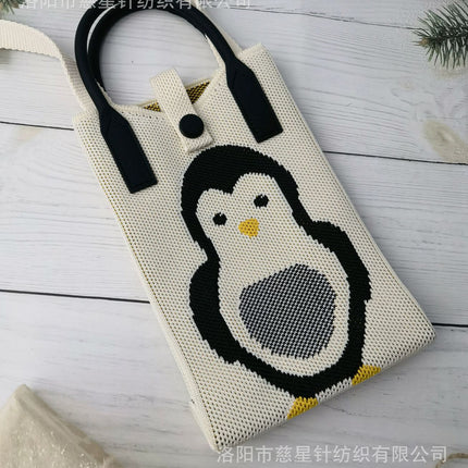 Girl's Heart-Shaped Knitted Crossbody Bag