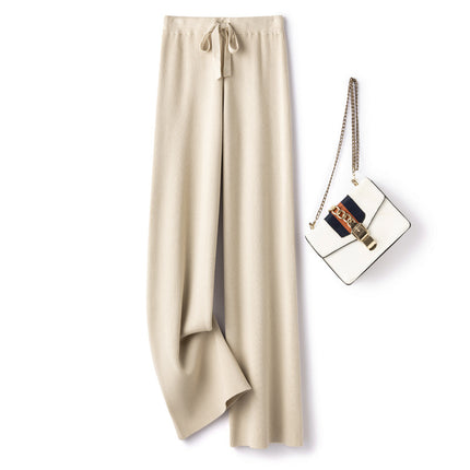 Autumn and Winter New Wool Wide Leg Pants Women's Elegant High Waist Loose Pendant Slimming Casual Pants Thickened Floor Pants
