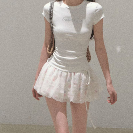 Oakmo/ "Soft Landing" Double-Layer Design Detachable Flower Cut Out Versatile Flower Bud Short Culottes