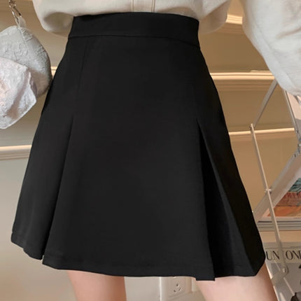 Small A- shape Pleated Skirt Women's Spring 2024 New College-style Anti-gloss High Waist Black Short Skirt