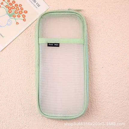 New Mesh Student Pencil Bag Transparent Simple Large-Capacity Stationery Bag Exam-Specific Student Pencil Bag Stationery Box