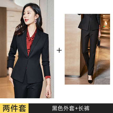 High-end professional suit women's spring and autumn fashion hotel front desk work clothes property customer service bank cashier work clothes