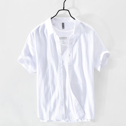 648 simple solid color men's shirt light retro cotton shirt a generation of hair