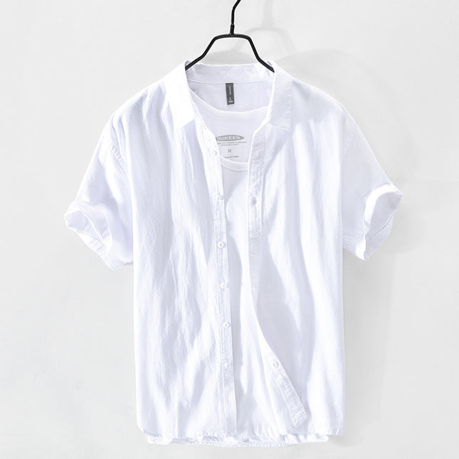 648 simple solid color men's shirt light retro cotton shirt a generation of hair