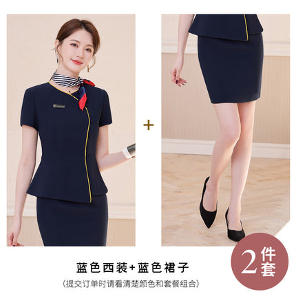 Hotel front desk work clothes fashion suit professional women's clothing jewelry store sales uniform two-piece beauty salon tooling