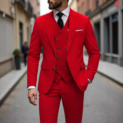 Foreign Trade Cross-Border Youth Slim-Fit Suit Set Men's Suit Three-Piece Set Wedding Dress Groomsmen