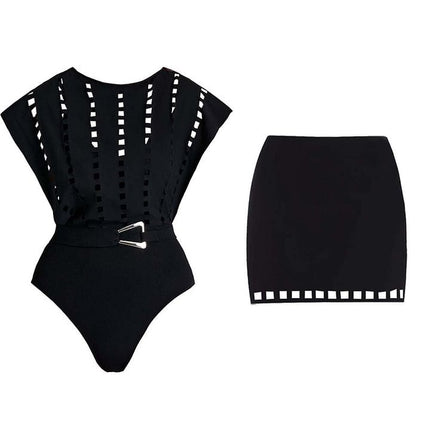 2025 Europe and the United States new hollow one-piece swimsuit overskirt suit women's cross-border explosions