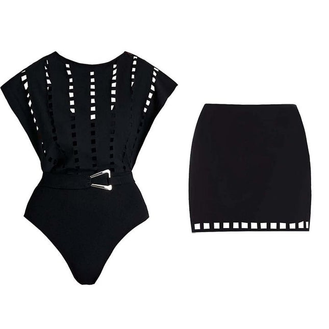 2025 Europe and the United States new hollow one-piece swimsuit overskirt suit women's cross-border explosions