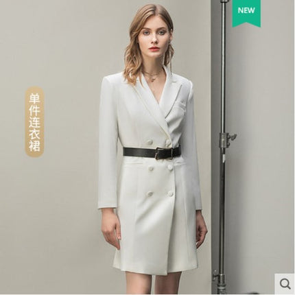Spring and Autumn New Fashion double breasted suit collar dress domineering female president waist-tight professional women's dress overalls OL