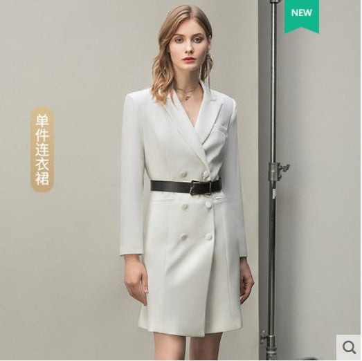 Spring and Autumn New Fashion double breasted suit collar dress domineering female president waist-tight professional women's dress overalls OL