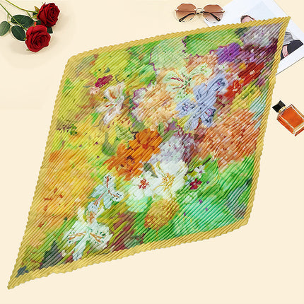 New wrinkled small square scarf female Korean imitation silk printed wrinkled small scarf Joker scarf decorative scarf wholesale